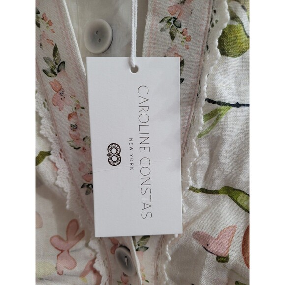 Caroline Constas Linen Blend Maxi Dress NWT Small Floral Button Front Prairie - Picture 3 of 11